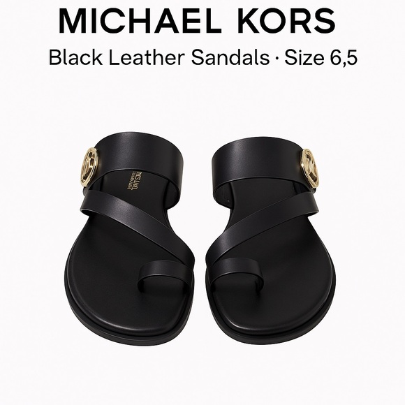 Michael Kors Black Leather Sandals · Size 6.5 - Picture 1 of 8
